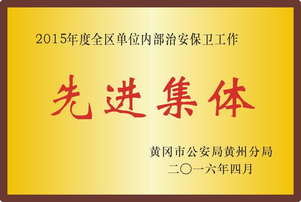 内部治安保卫工作先进集体2015